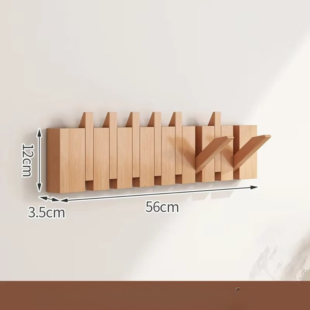 Piano Wall Mounted Coat Rack - Foldable Wooden Hooks, Space-Saving Design 4
