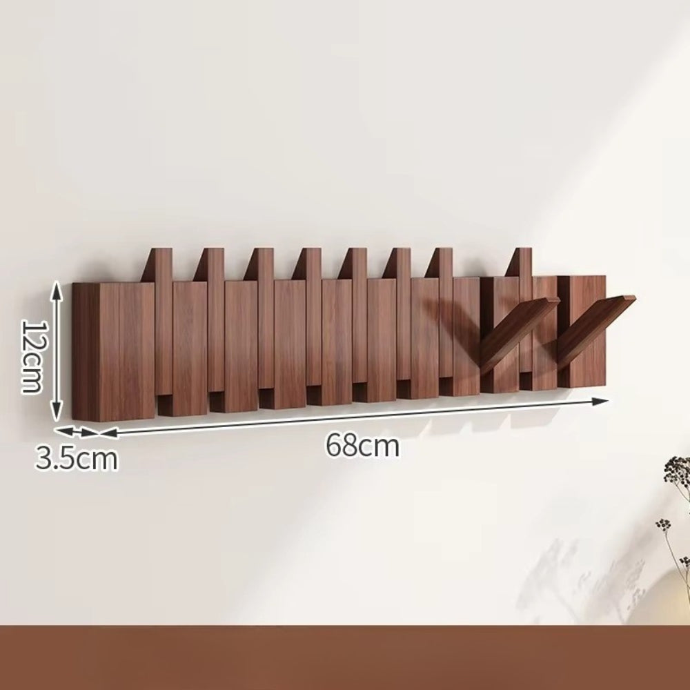 Piano Wall Mounted Coat Rack - Foldable Wooden Hooks, Space-Saving Design 6
