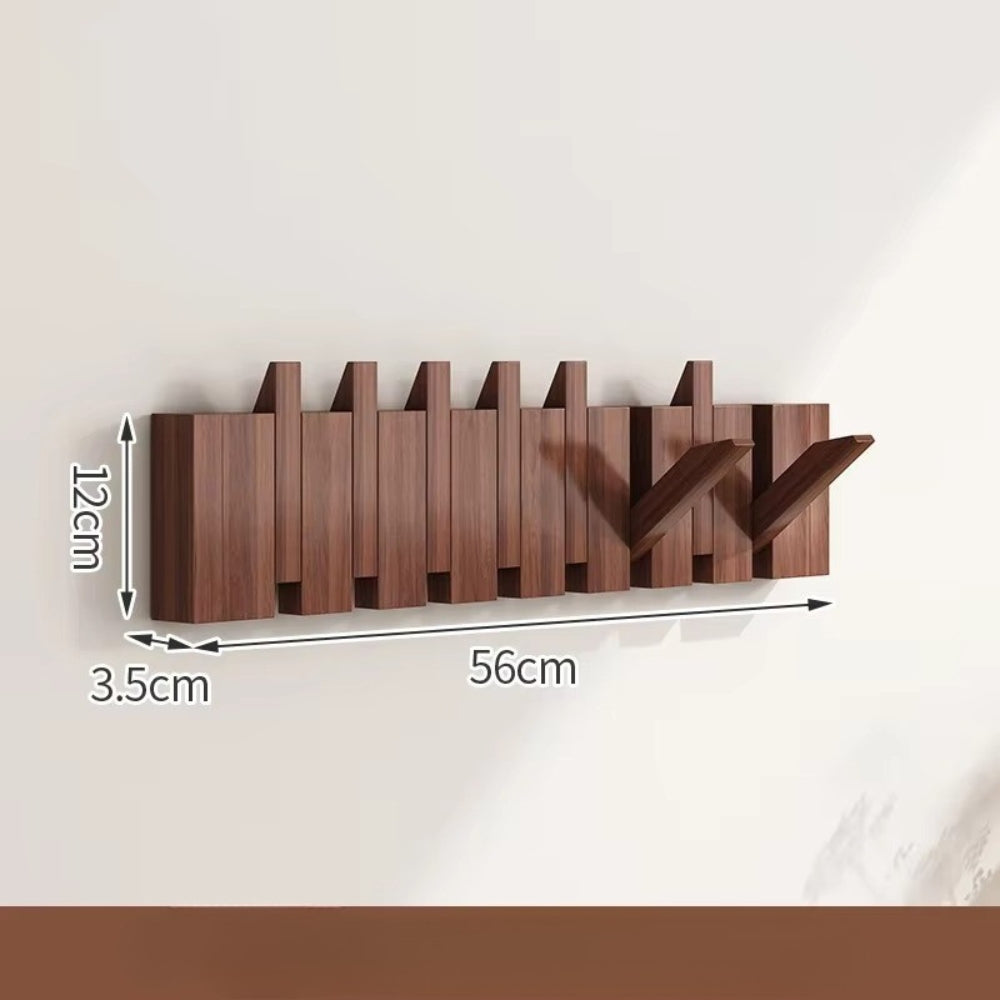 Piano Wall Mounted Coat Rack - Foldable Wooden Hooks, Space-Saving Design 7