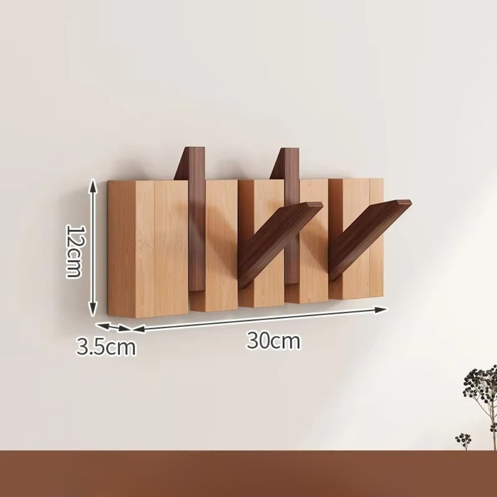 Piano Wall Mounted Coat Rack - Foldable Wooden Hooks, Space-Saving Design 9