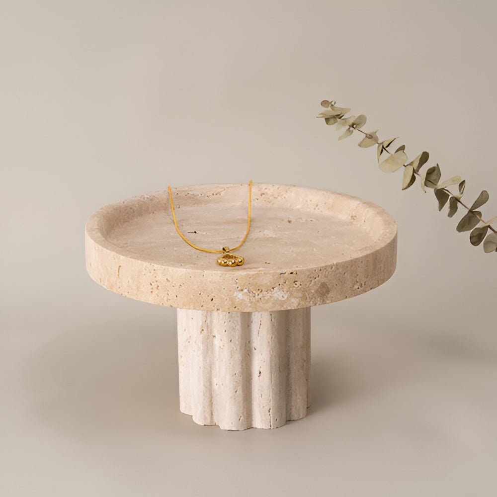 Pietra Decorative Tray for Coffee Table - Natural Travertine, Elegant Design 3