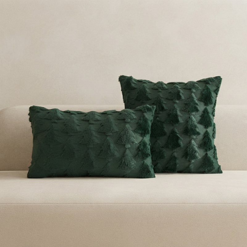 Pinecrest Decorative Pillowcase - Plush Fabric, Christmas Tree 20x20 Pillow Case 1
