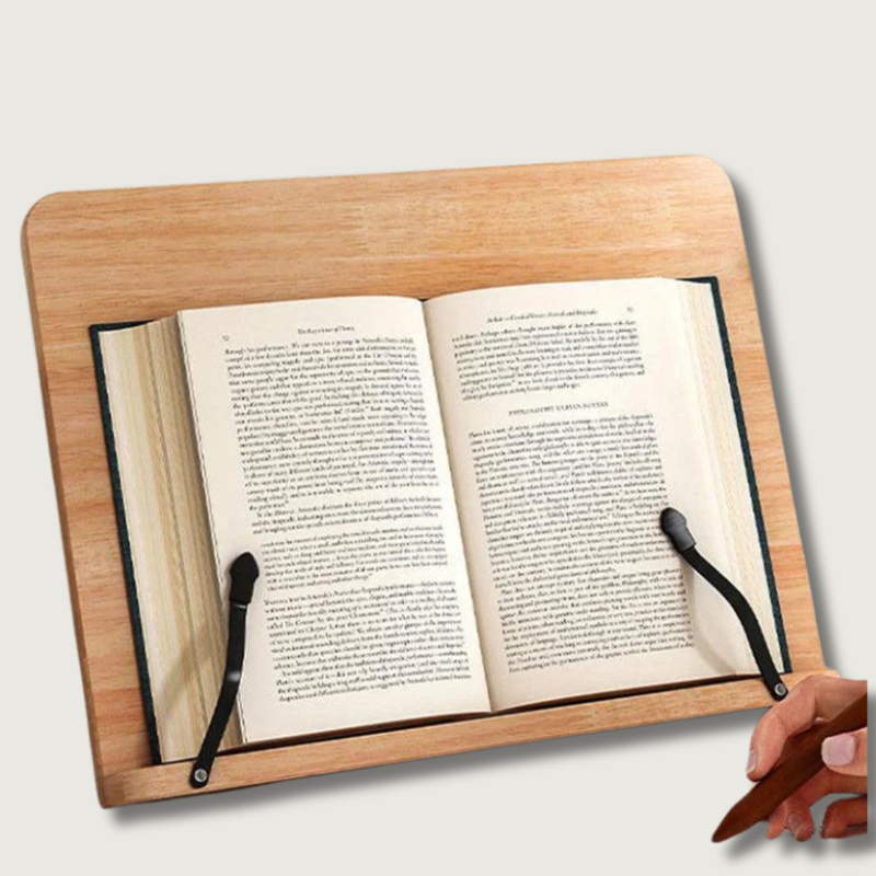 Pinewoodia Book Stand - Adjustable Pine Wood Reading Holder 0