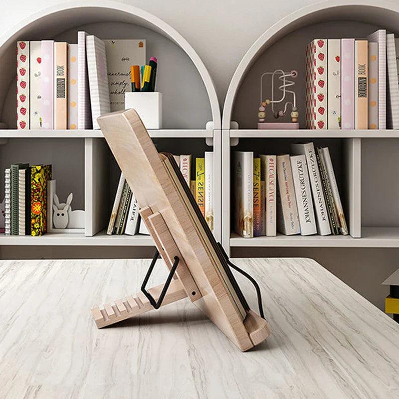 Pinewoodia Book Stand - Adjustable Pine Wood Reading Holder 3
