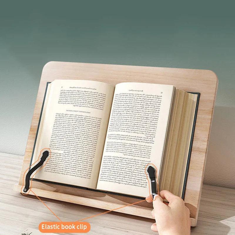 Pinewoodia Book Stand - Adjustable Pine Wood Reading Holder 4