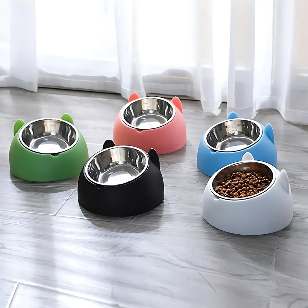 Pinnacle Elevated Pet Bowl - Stainless Steel, Tilted Design for Cats and Dogs 0