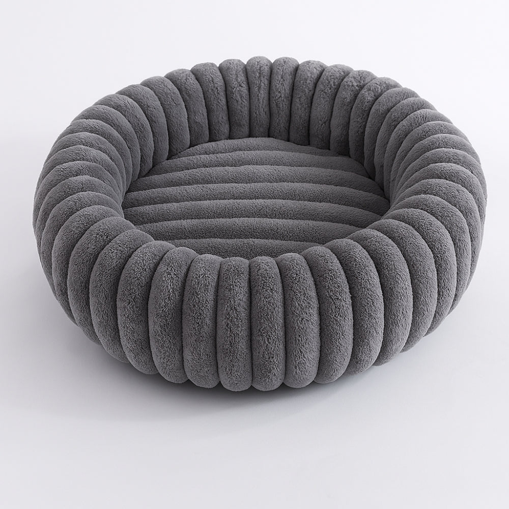 Pinnacle Plush Round Dog Bed - Soft Cotton-Polyester Blend, Non-Slip 0