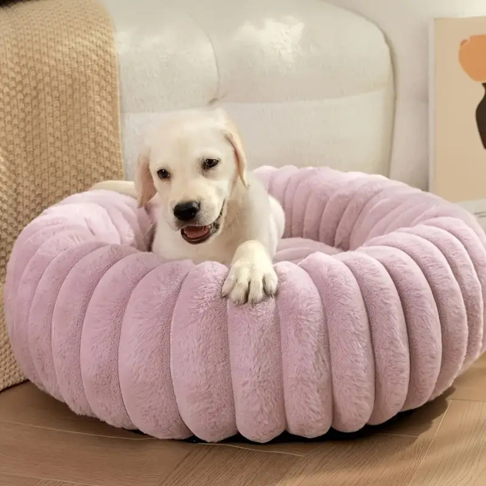 Pinnacle Plush Round Dog Bed - Soft Cotton-Polyester Blend, Non-Slip 1