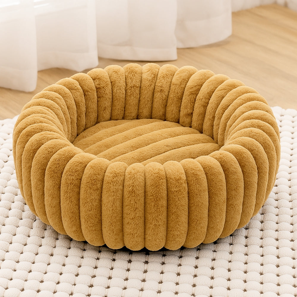 Pinnacle Plush Round Dog Bed - Soft Cotton-Polyester Blend, Non-Slip 6