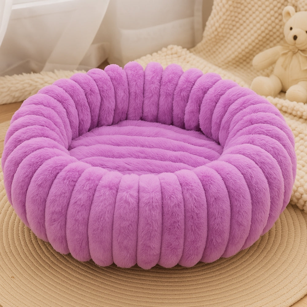 Pinnacle Plush Round Dog Bed - Soft Cotton-Polyester Blend, Non-Slip 8
