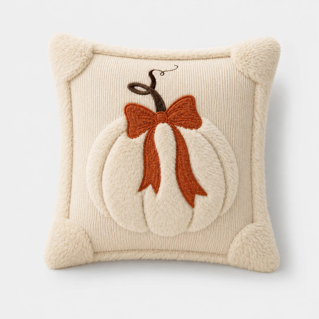Pluma Pumpkin Pillow Cover - Hand-Tufted Chenille, Square 18 Inch 0