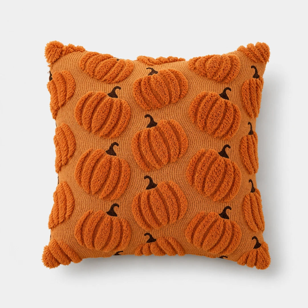 Pluma Pumpkin Pillow Cover - Hand-Tufted Chenille, Square 18 Inch 12