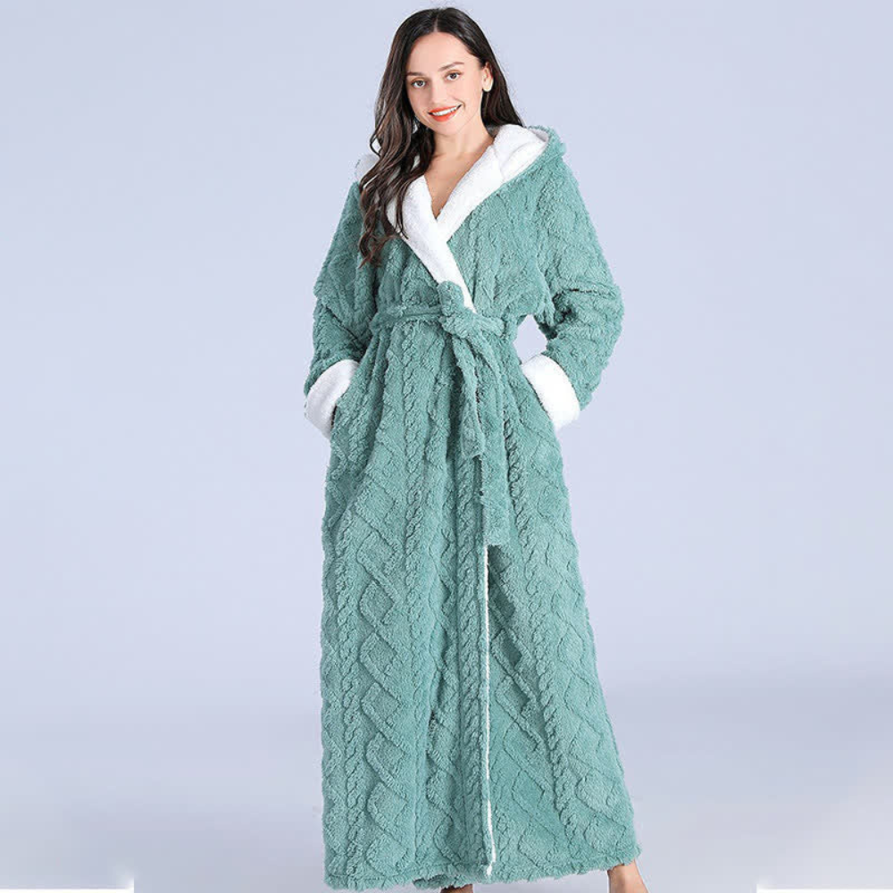 Plush Long Hooded Robe - Soft Fabric, Cozy Comfort for Women 2