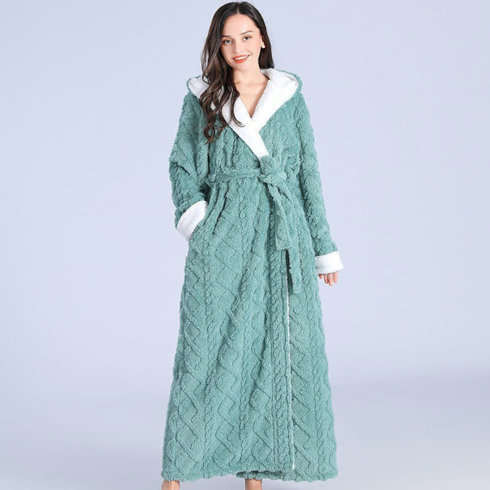 Plush Long Hooded Robe - Soft Fabric, Cozy Comfort for Women 3