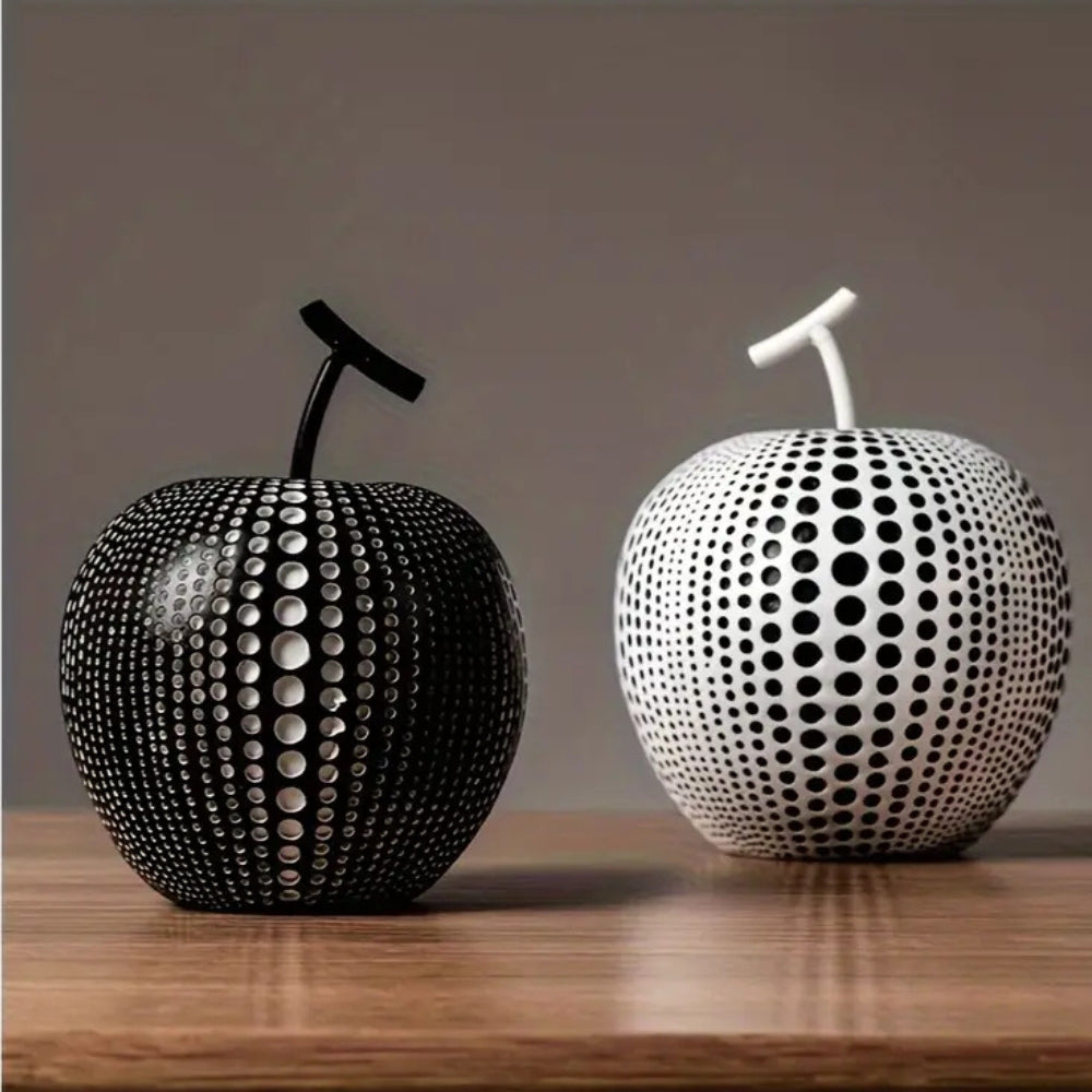 Polka Dot Apple Sculpture - Durable Resin, Modern Design 5