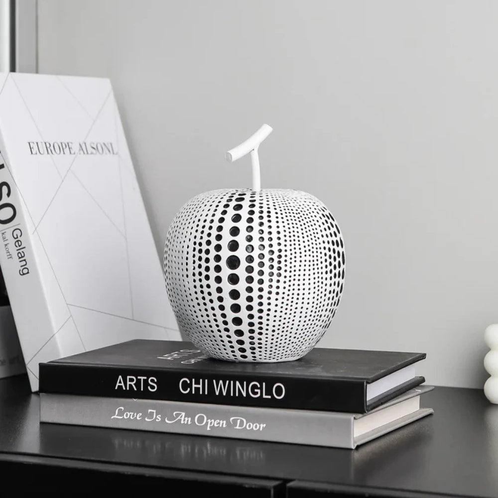 Polka Dot Apple Sculpture - Durable Resin, Modern Design 8