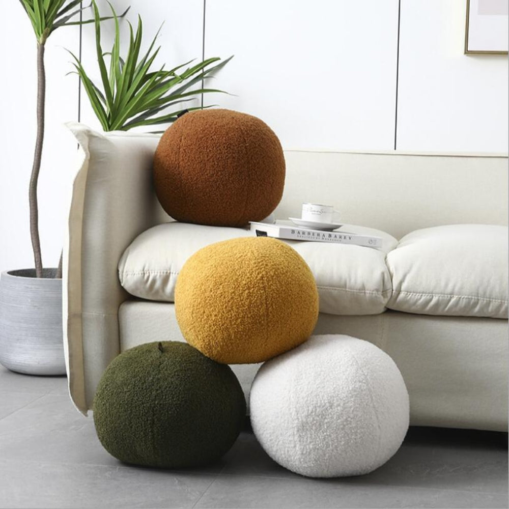 Polo Ball Cushion - Boucle Fabric, Playful Design 1