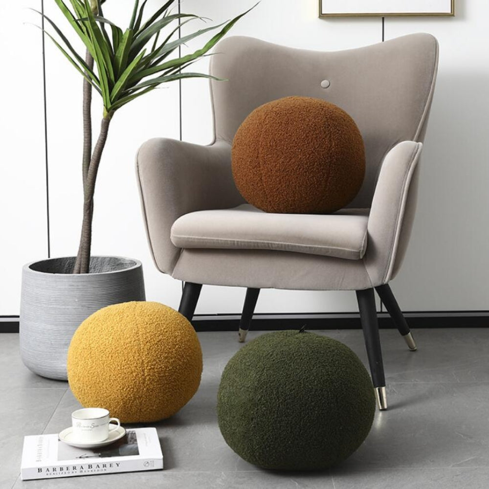 Polo Ball Cushion - Boucle Fabric, Playful Design 6