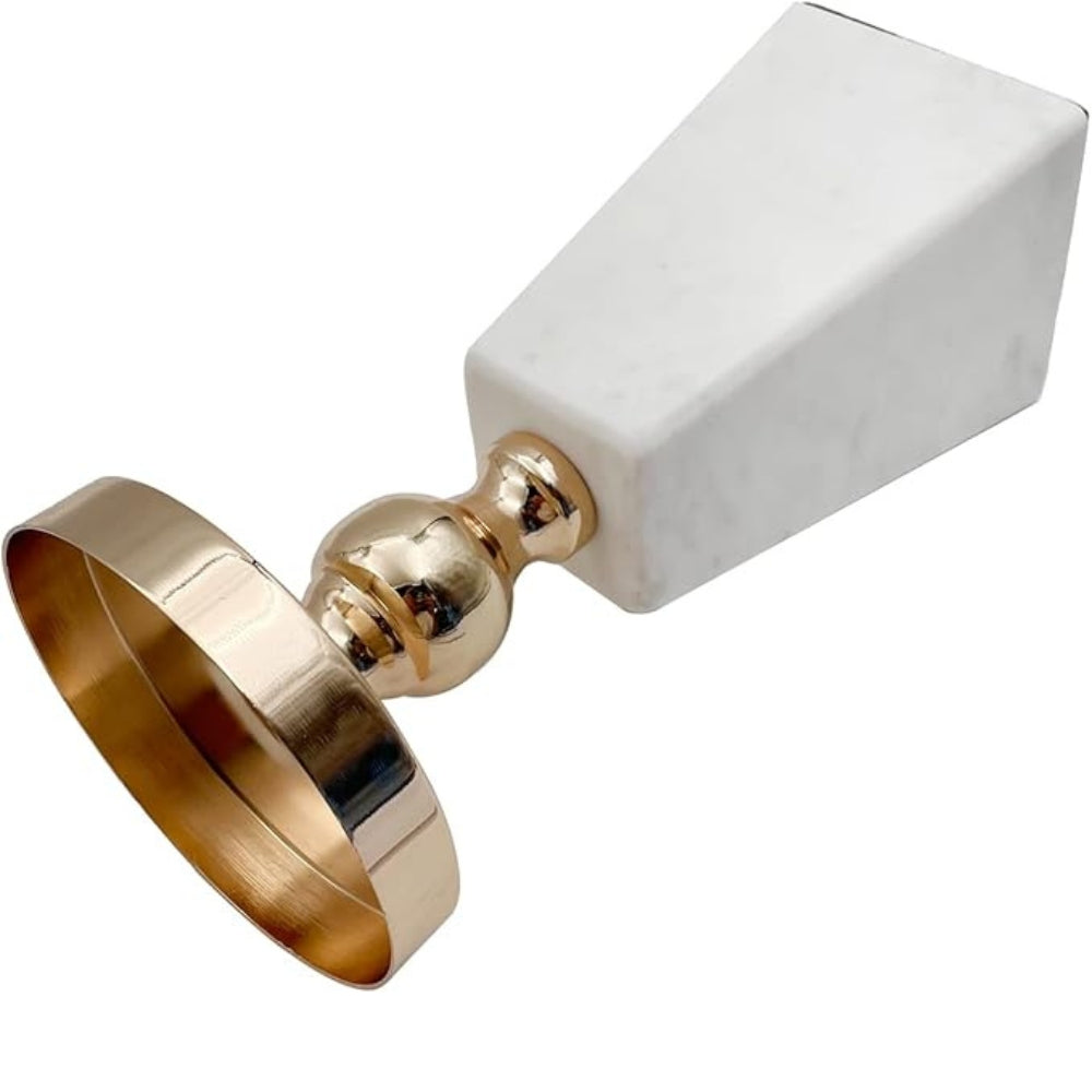 Prysm Candle Holder - Marble with Gold Accent, Modern Pyramid Design 6