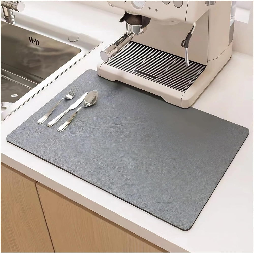Quinn Dish Drying Mat - Highly Absorbent Diatomite, Quick Drying 4