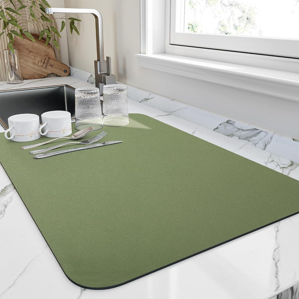 Quinn Dish Drying Mat - Highly Absorbent Diatomite, Quick Drying 6