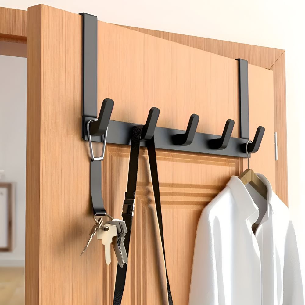 Quint Over the Door Organizer - Stainless Steel, Minimalist Towel Rack 1