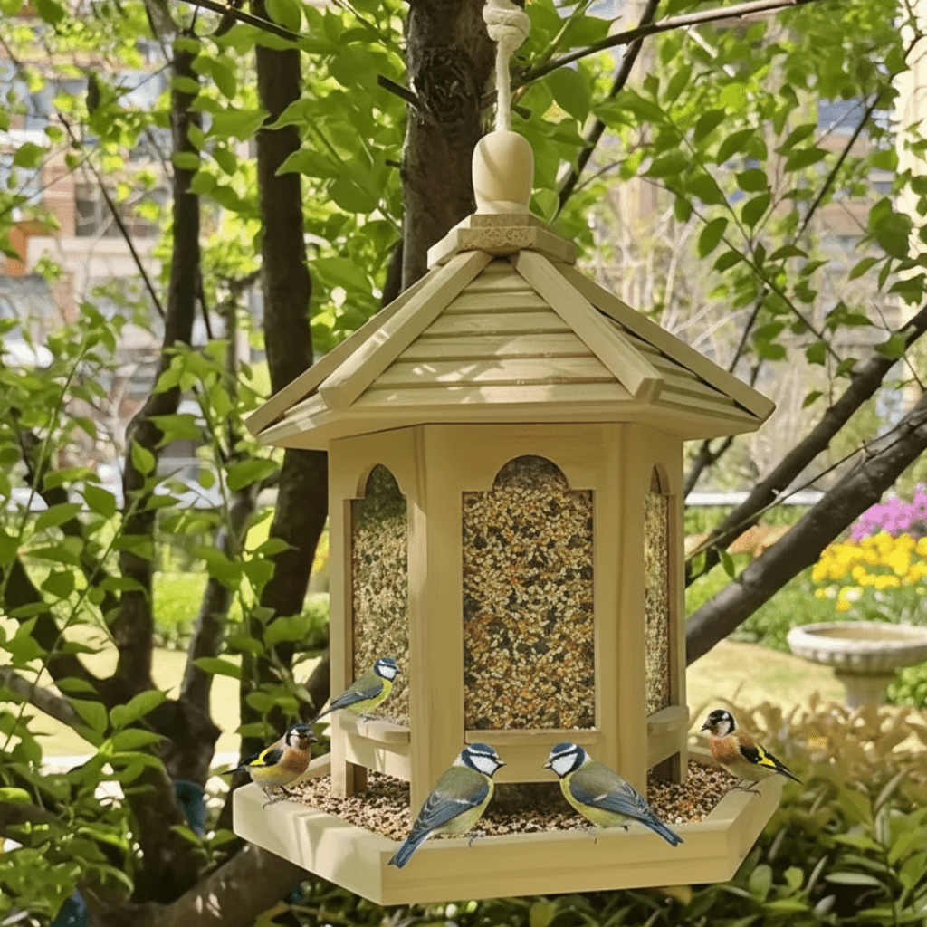 RustiFeed House - Wooden Bird Feeder - Garden Style - Water System