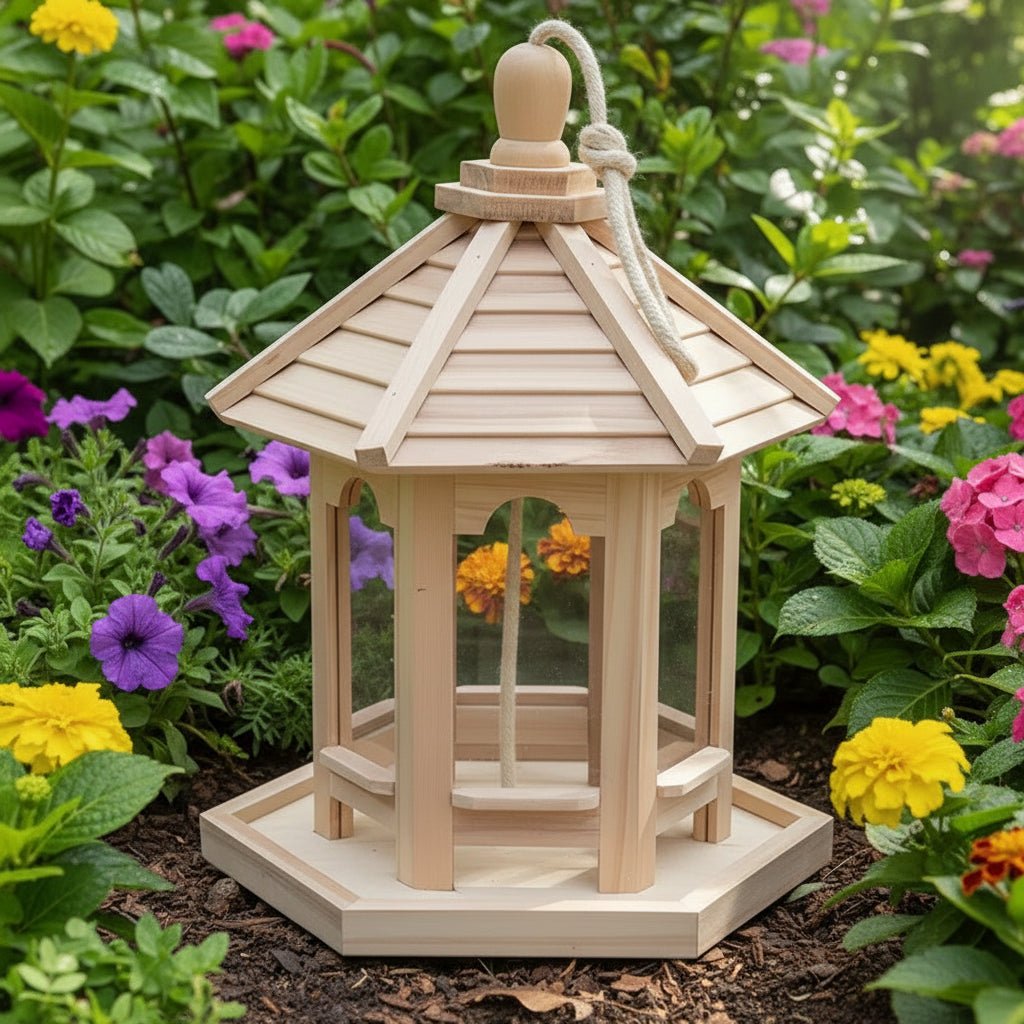 RustiFeed House - Wooden Bird Feeder - Garden Style - Water System