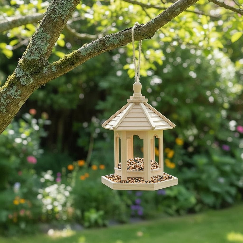 RustiFeed House - Wooden Bird Feeder - Garden Style - Water System