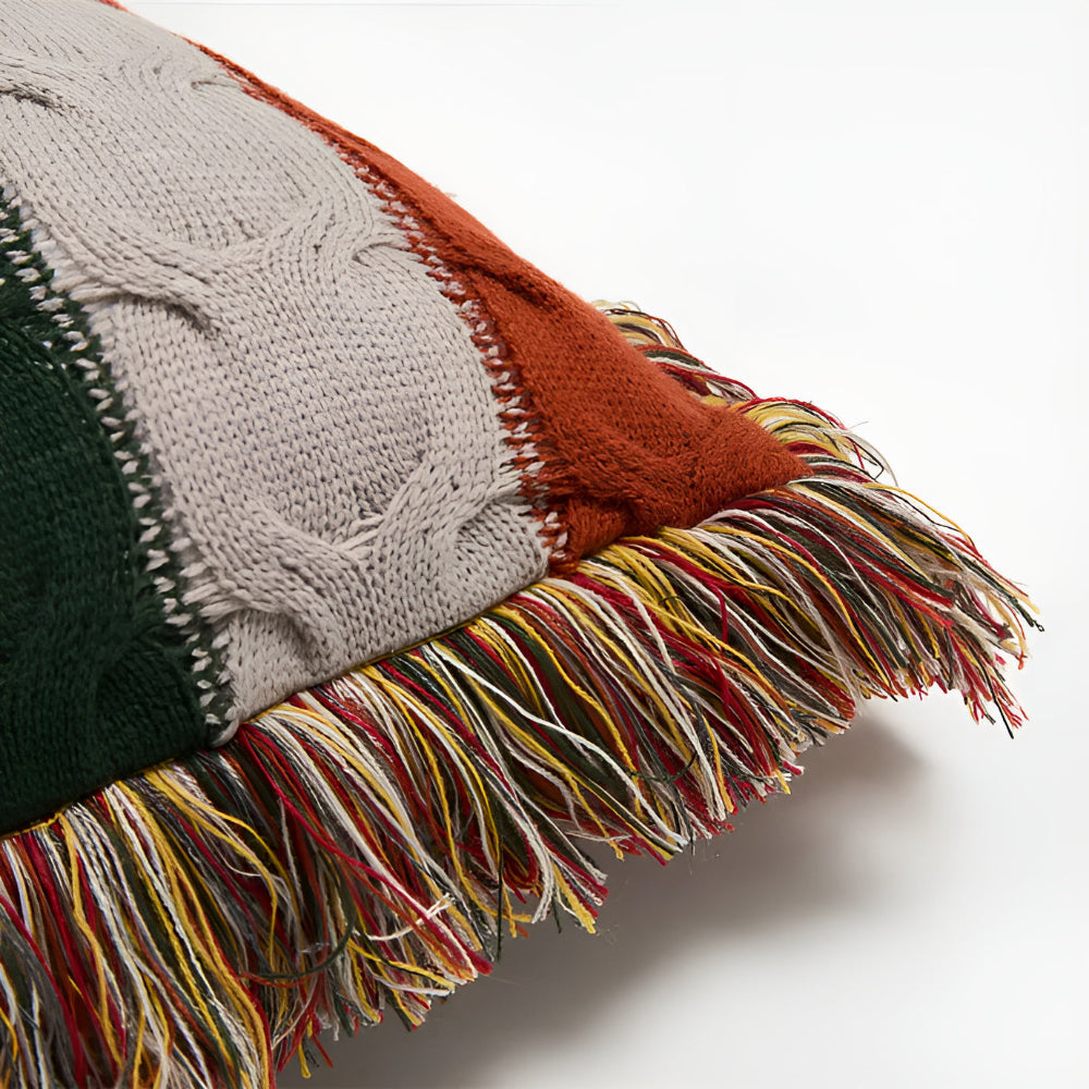 Ravello Knit Cushion - Cotton Wool Blend, Autumn Tones 3