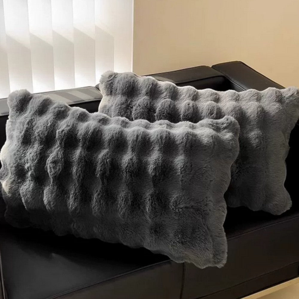Raven Faux Fur Pillow Cover - Soft Durable Knit Fabric, Machine Washable 0
