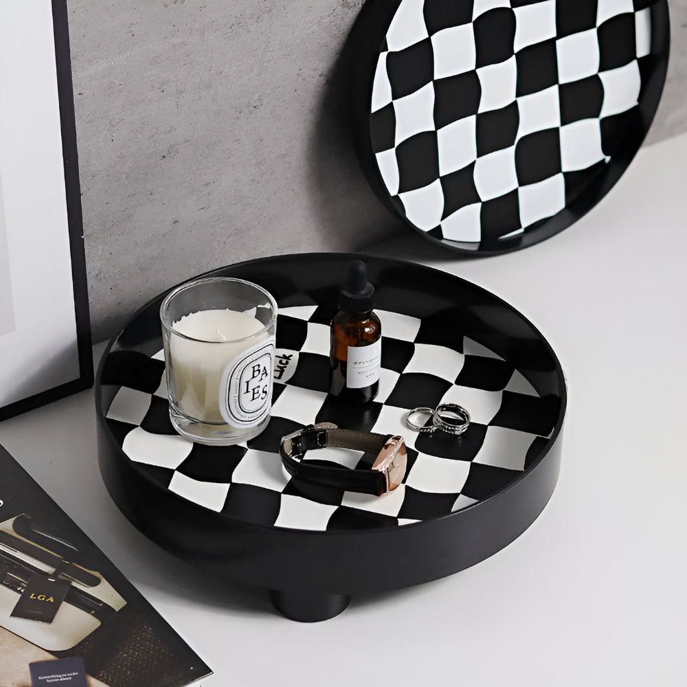 Raven Storage Tray - Durable Plastic, Checkerboard Design 1
