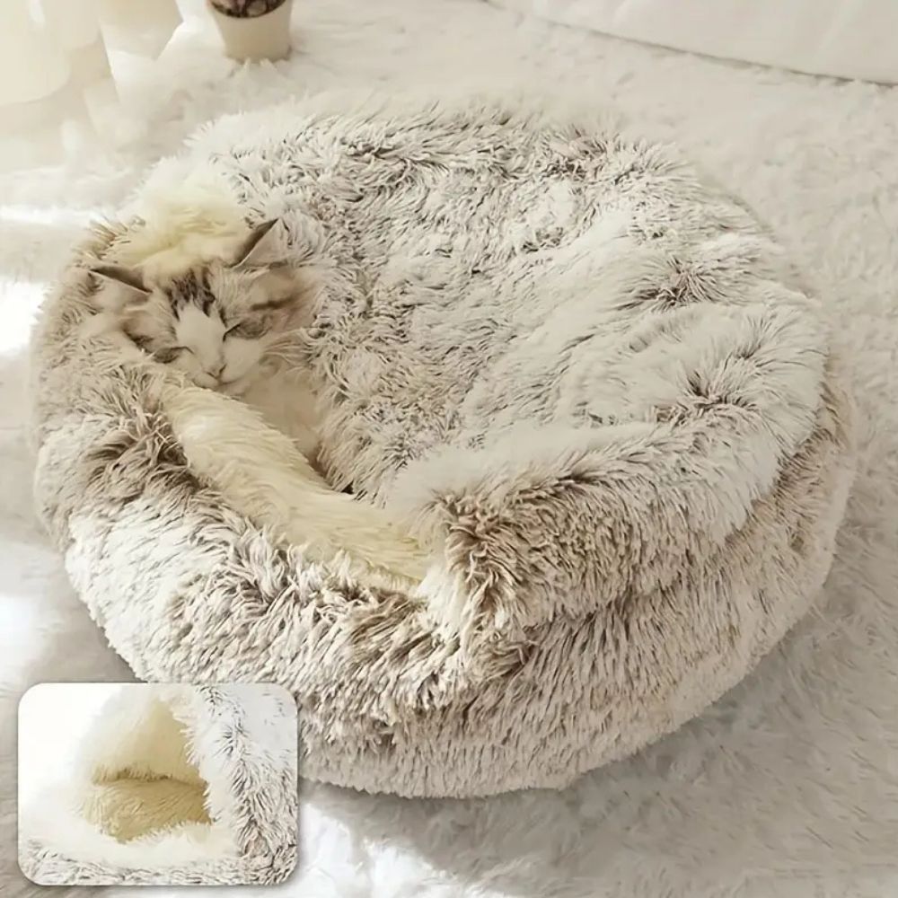 Ravenna Hooded Pet Bed - Plush Microfiber, Cozy Nest for Dogs and Cats 0
