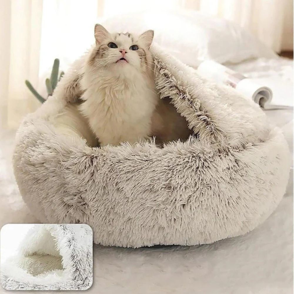 Ravenna Hooded Pet Bed - Plush Microfiber, Cozy Nest for Dogs and Cats 1