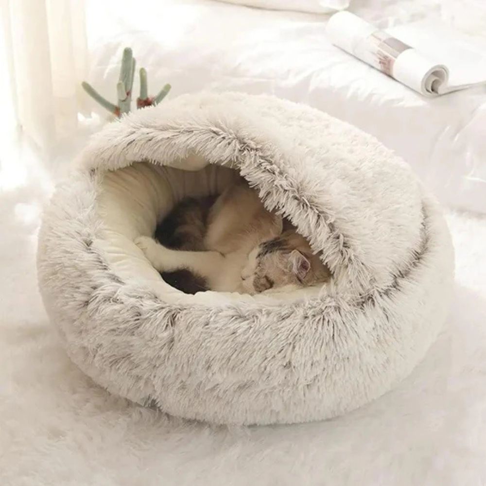 Ravenna Hooded Pet Bed - Plush Microfiber, Cozy Nest for Dogs and Cats 4