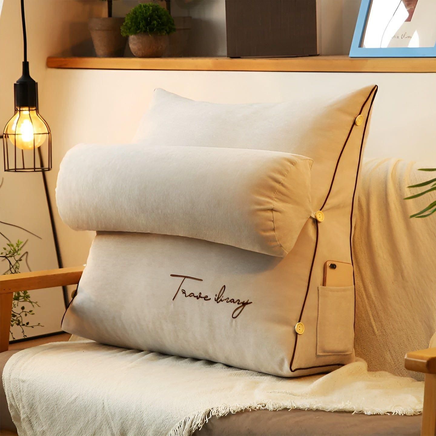 Ravenna Reading Pillow - Ergonomic Backrest for Bed, Soft Polyester Cover 3