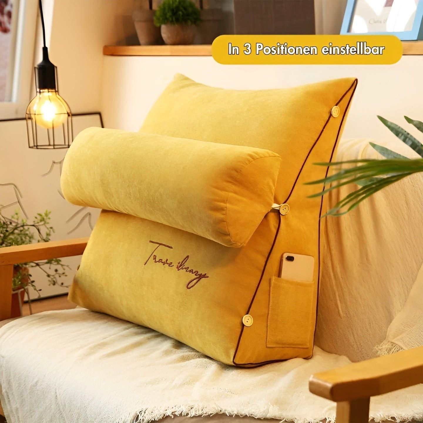 Ravenna Reading Pillow - Ergonomic Backrest for Bed, Soft Polyester Cover 4