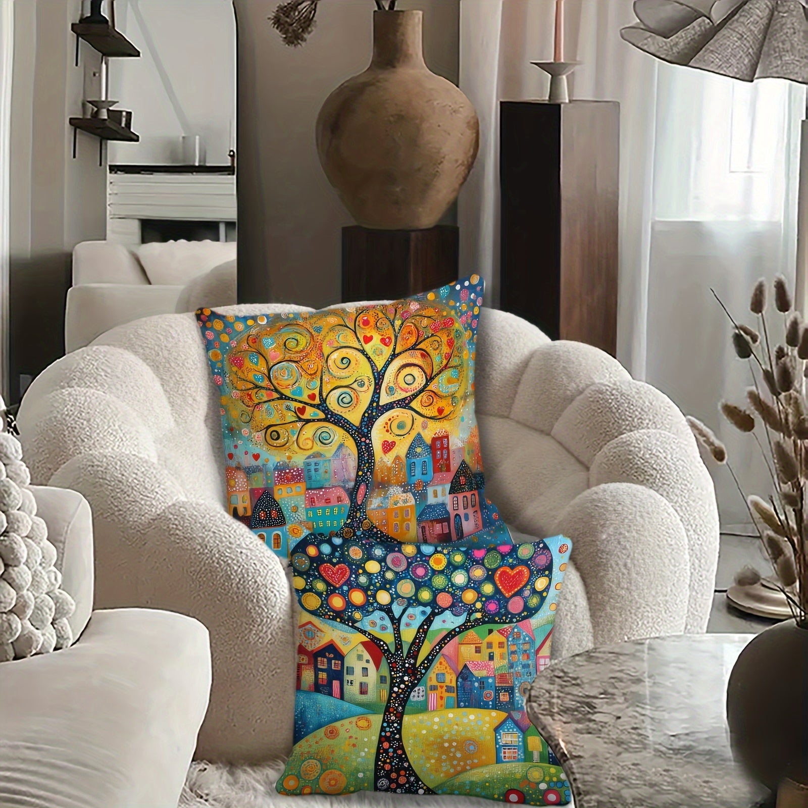 Ravenna Retro Pillowcases - Soft Plush, Vibrant Single-Sided Print Set of 4 4