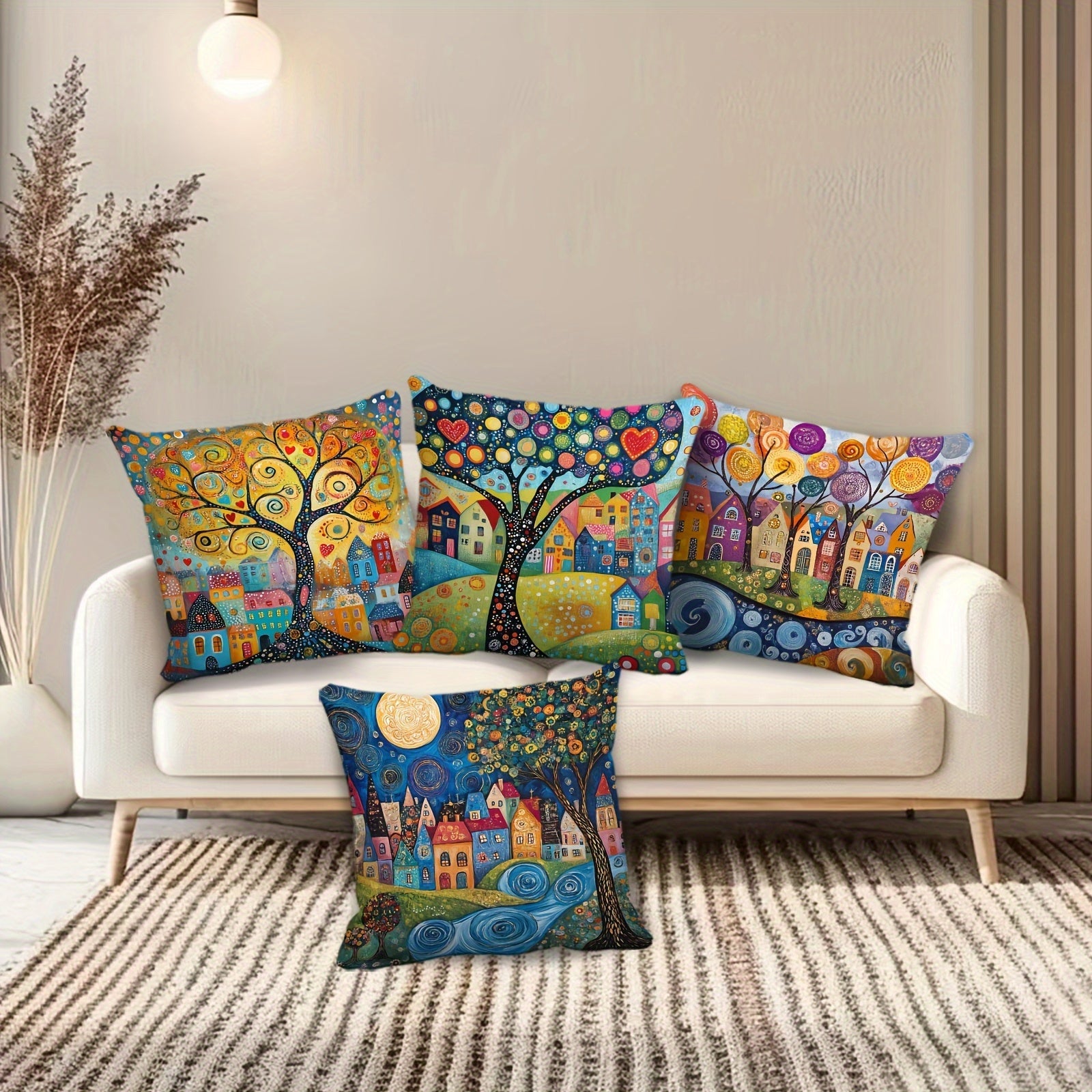 Ravenna Retro Pillowcases - Soft Plush, Vibrant Single-Sided Print Set of 4 5