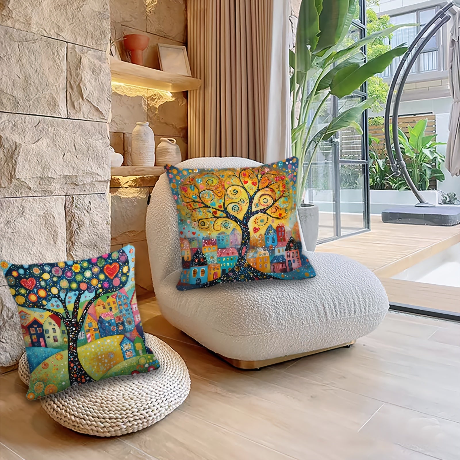 Ravenna Retro Pillowcases - Soft Plush, Vibrant Single-Sided Print Set of 4 7