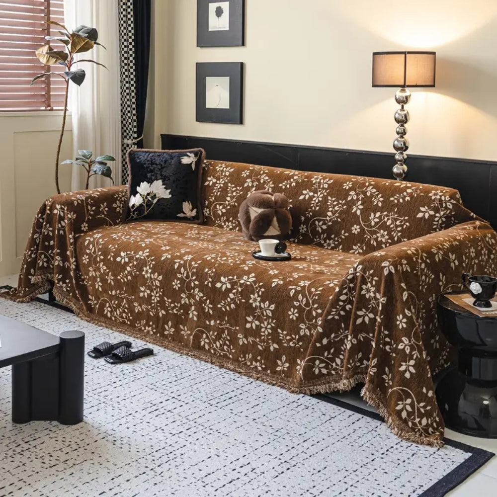 Ravina Sofa Cover - Soft Microfiber, Vintage Floral Design 2