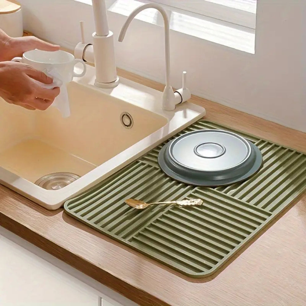 Rivaro Dish Drying Mat - Silicone, Foldable Heat-Resistant 2