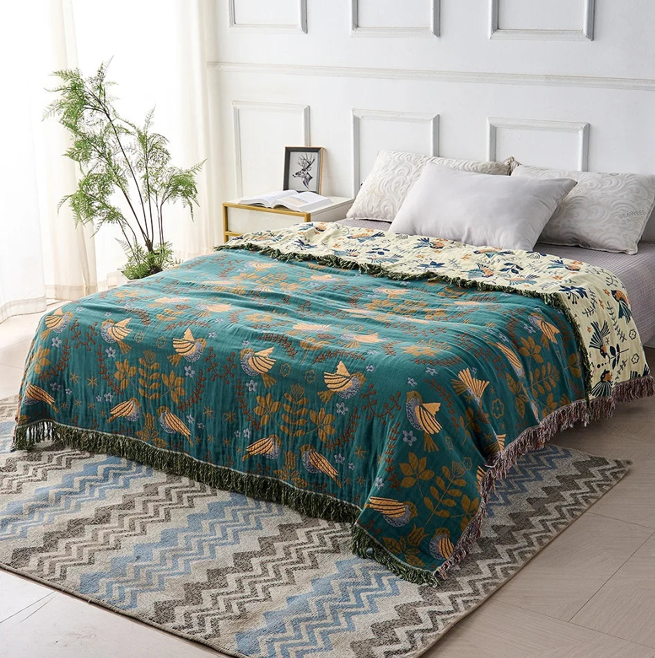 Rivelle Throw Blanket - 100% Cotton, Reversible Nordic Design 2