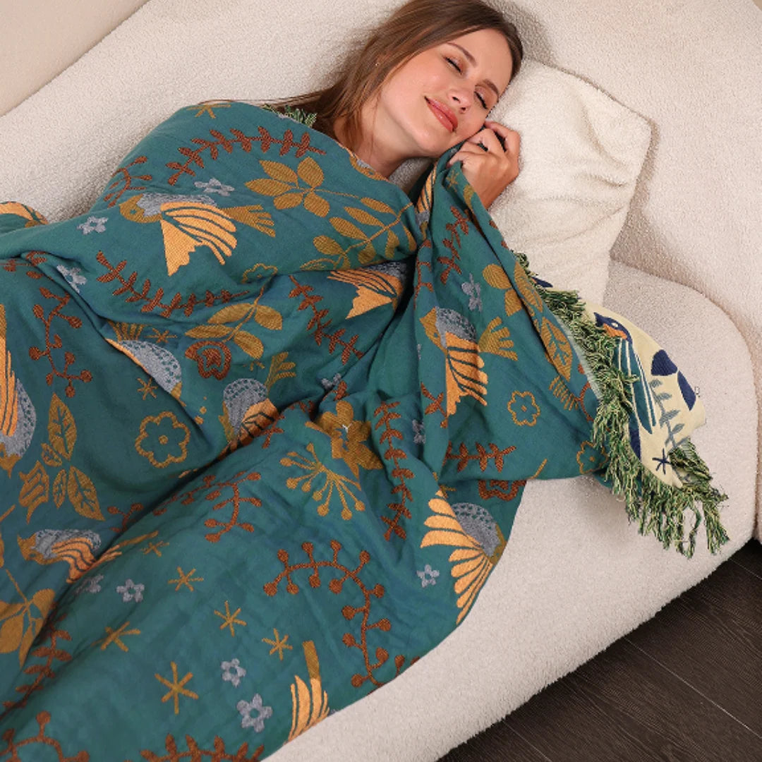 Rivelle Throw Blanket - 100% Cotton, Reversible Nordic Design 4