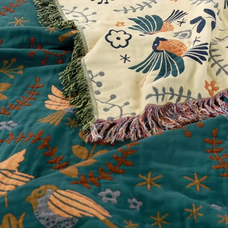 Rivelle Throw Blanket - 100% Cotton, Reversible Nordic Design 6