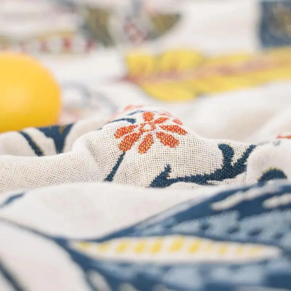 Riven Floral Blanket - 100% Cotton, Reversible Design 4