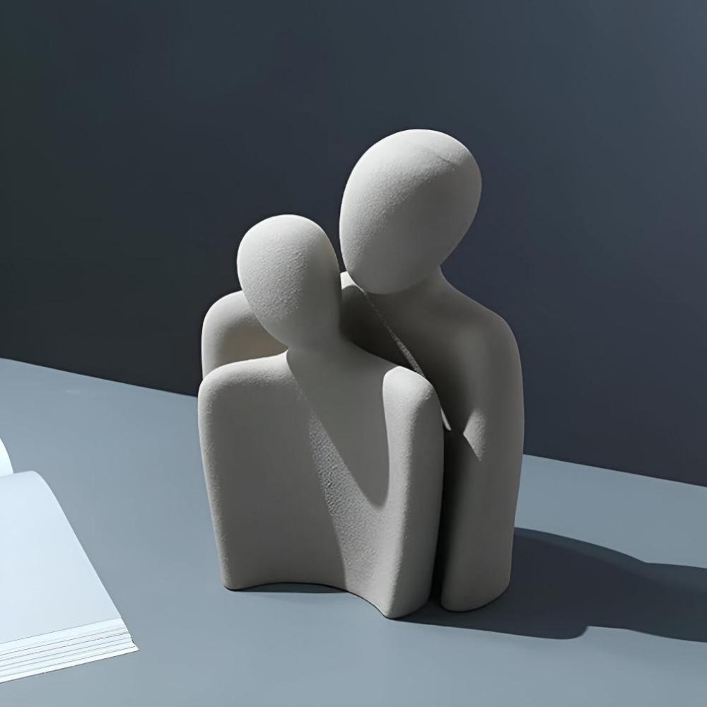 Romara Ceramic Sculpture - Elegant Couple Design, Grey Finish 0