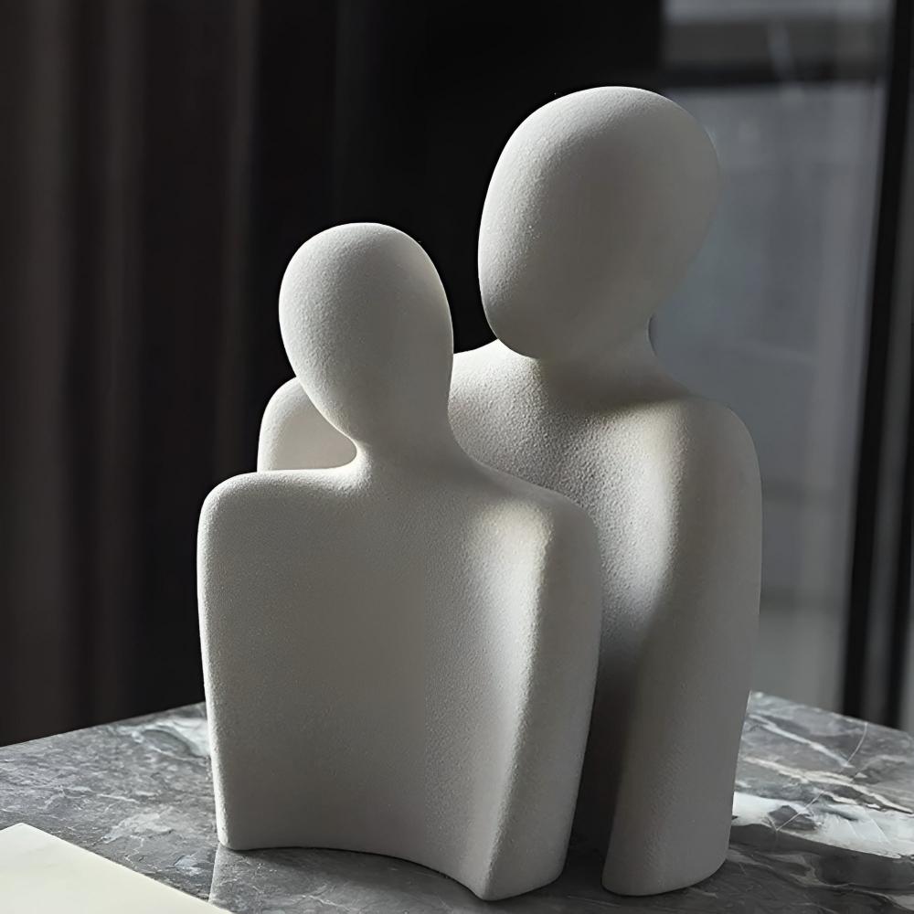 Romara Ceramic Sculpture - Elegant Couple Design, Grey Finish 1