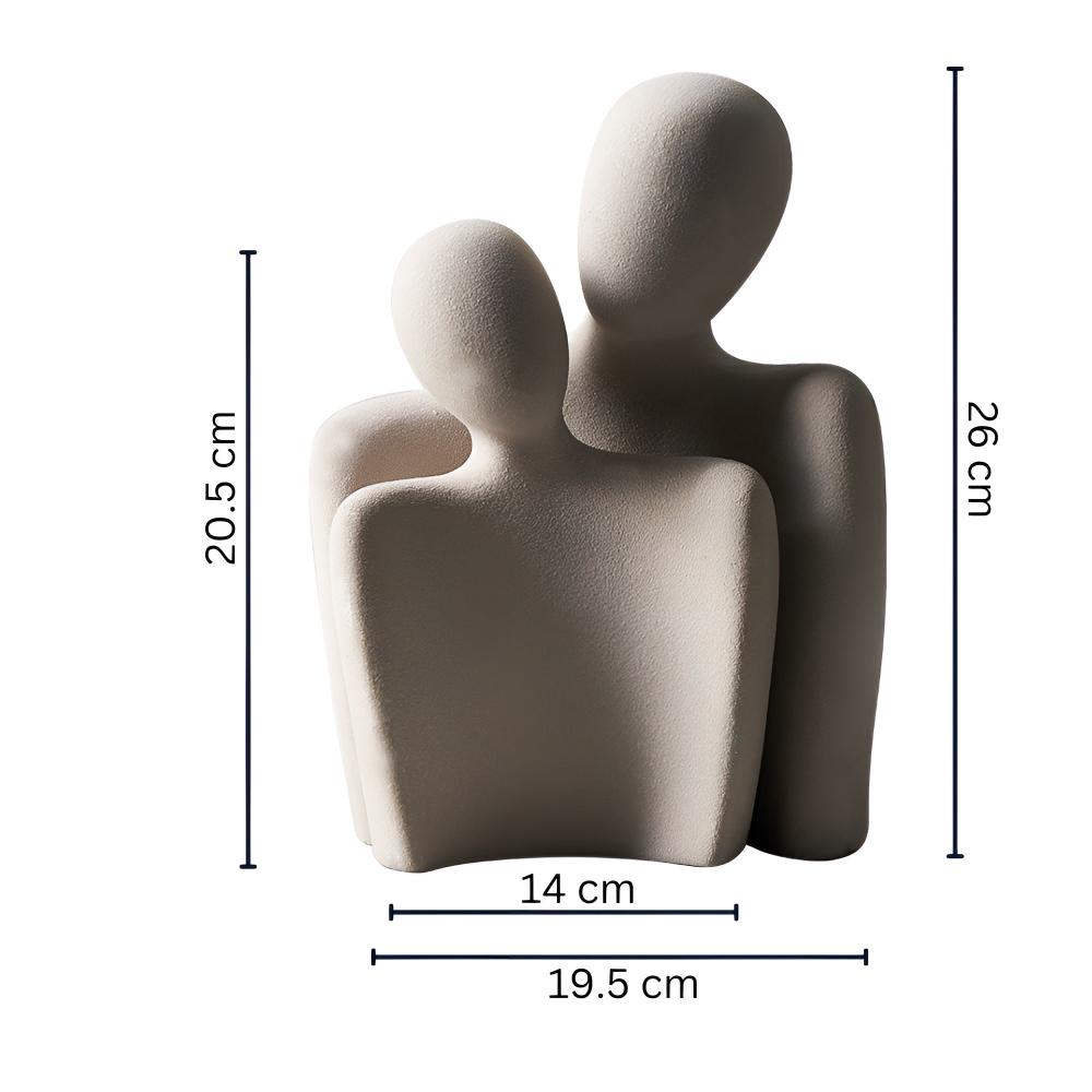 Romara Ceramic Sculpture - Elegant Couple Design, Grey Finish 2