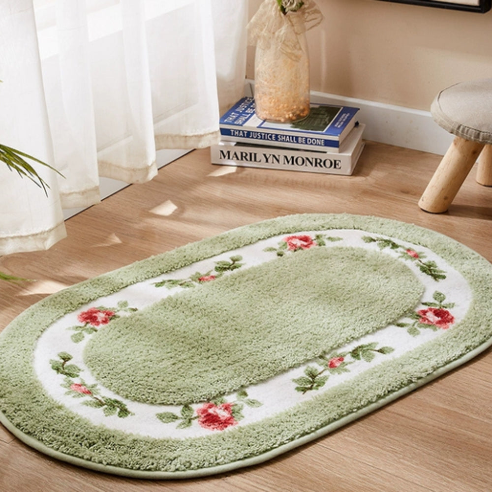 Rosa Bath Mat - Plush Microfibre, Non-Slip Floral Design 4